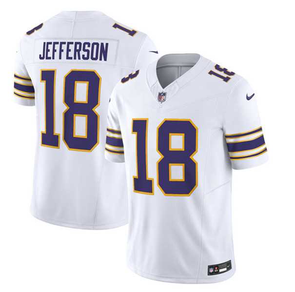 Men & Women & Youth Minnesota Vikings #18 Justin Jefferson White 2023 F.U.S.E. Vapor Untouchable Stitched Jersey->new england patriots->NFL Jersey